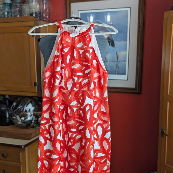 Trina Turk Dresses & Skirts - Trina Turk Sleeveless Shift Dress – Size 8 – Vibrant Red/Coral Floral Loop Print